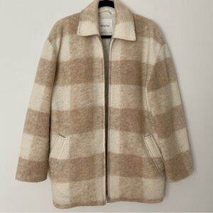 Aritzia Plaid Jacket in Cream and Tan
